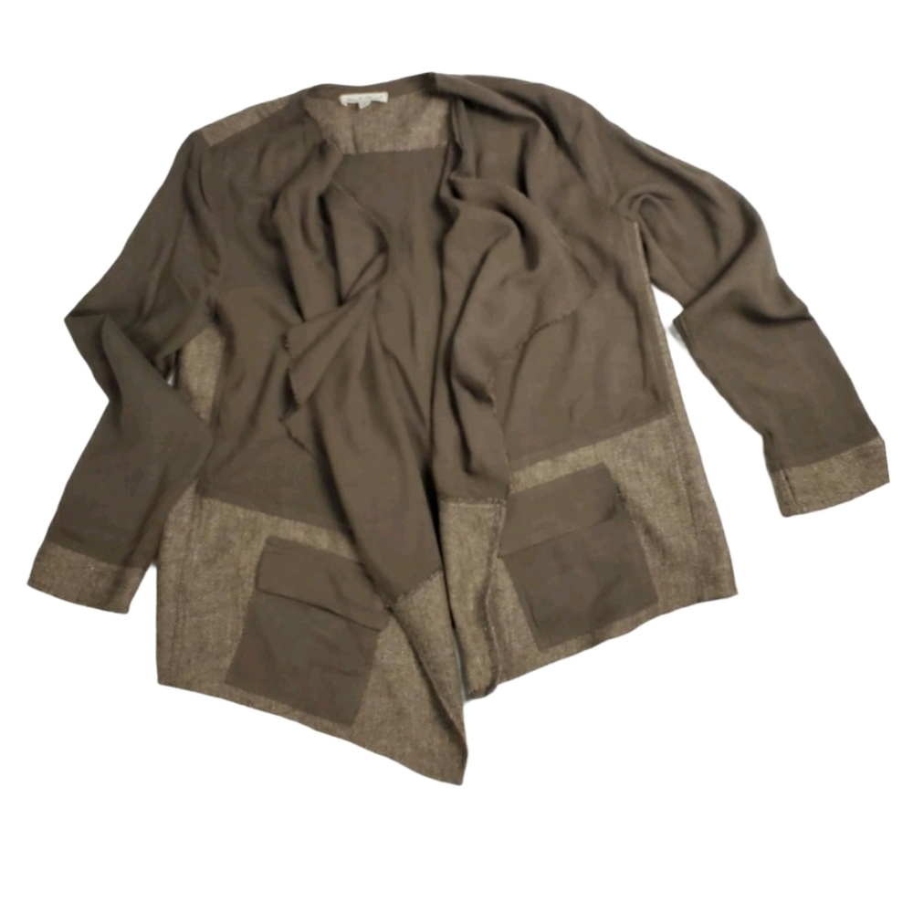Hem & Thread Brown Herringbone Cardigan w/ Pockets